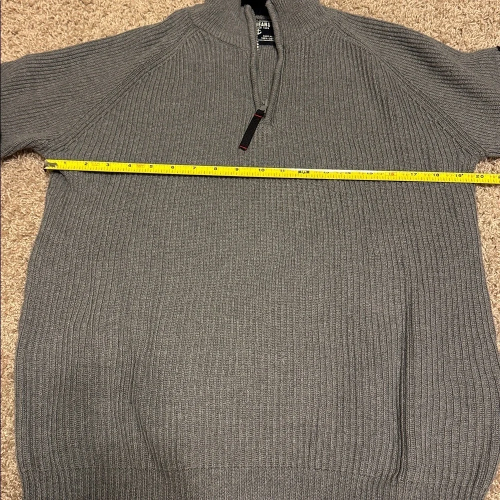 Y2K Nautica Jeans Mens Preppy Sailing Mall Gray 1/4 Zip Pullover Sweater Sz. Lg